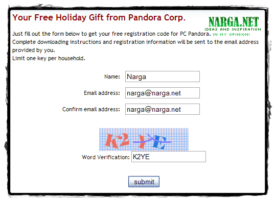 C Pandora Register Information