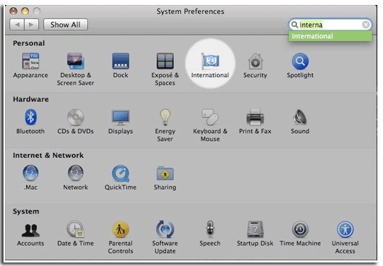 Leopard System Preference