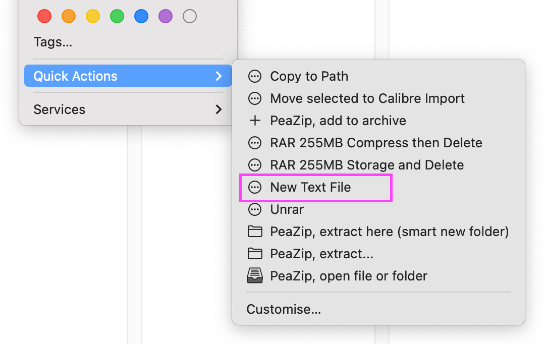 New Text File in MacOS context menu.
Cách tạo tập tin mới trong Finder